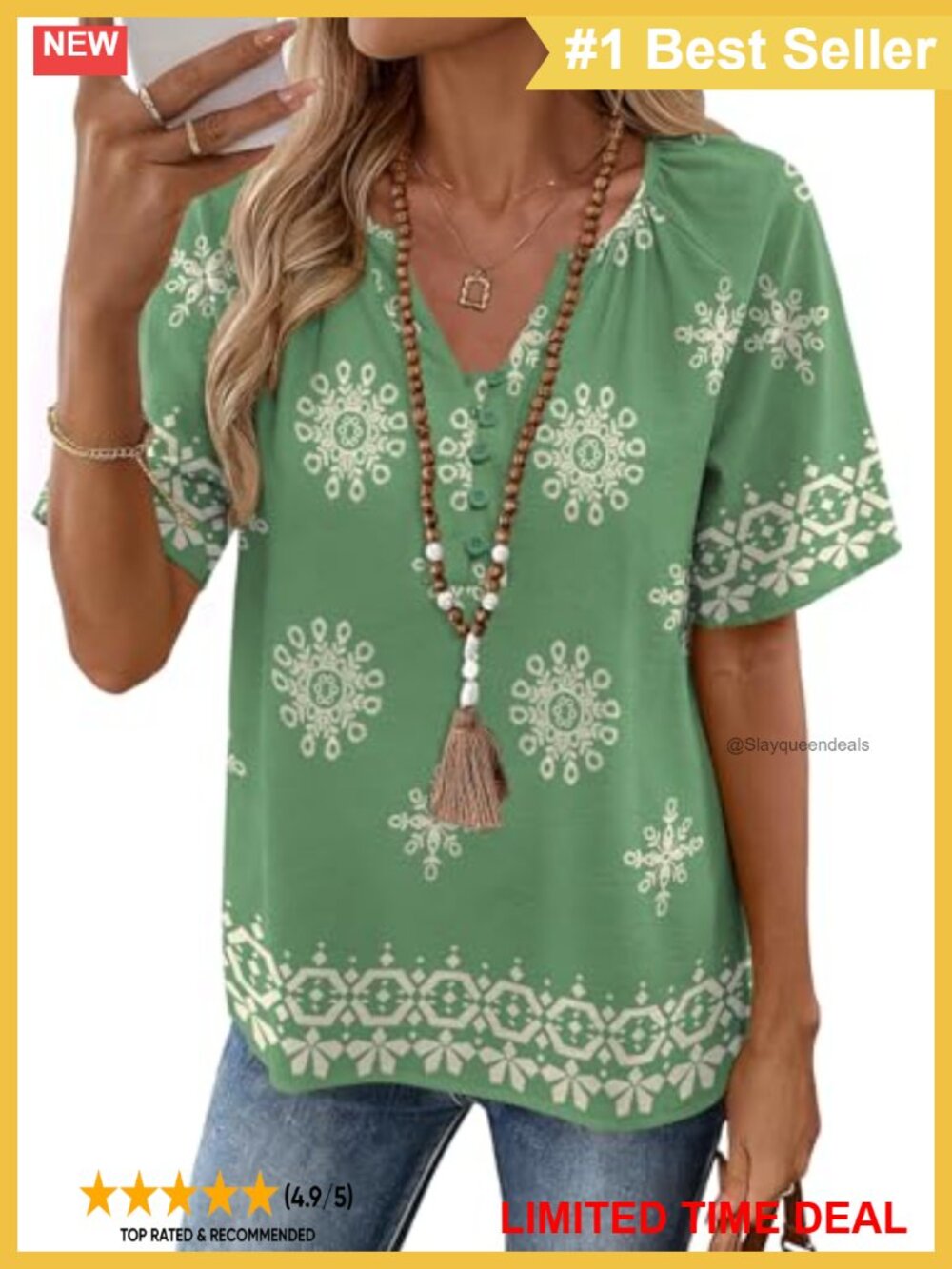 Boho Floral V-Neck Short Sleeve Peasant Blouse Button Down Cotton Linen Top